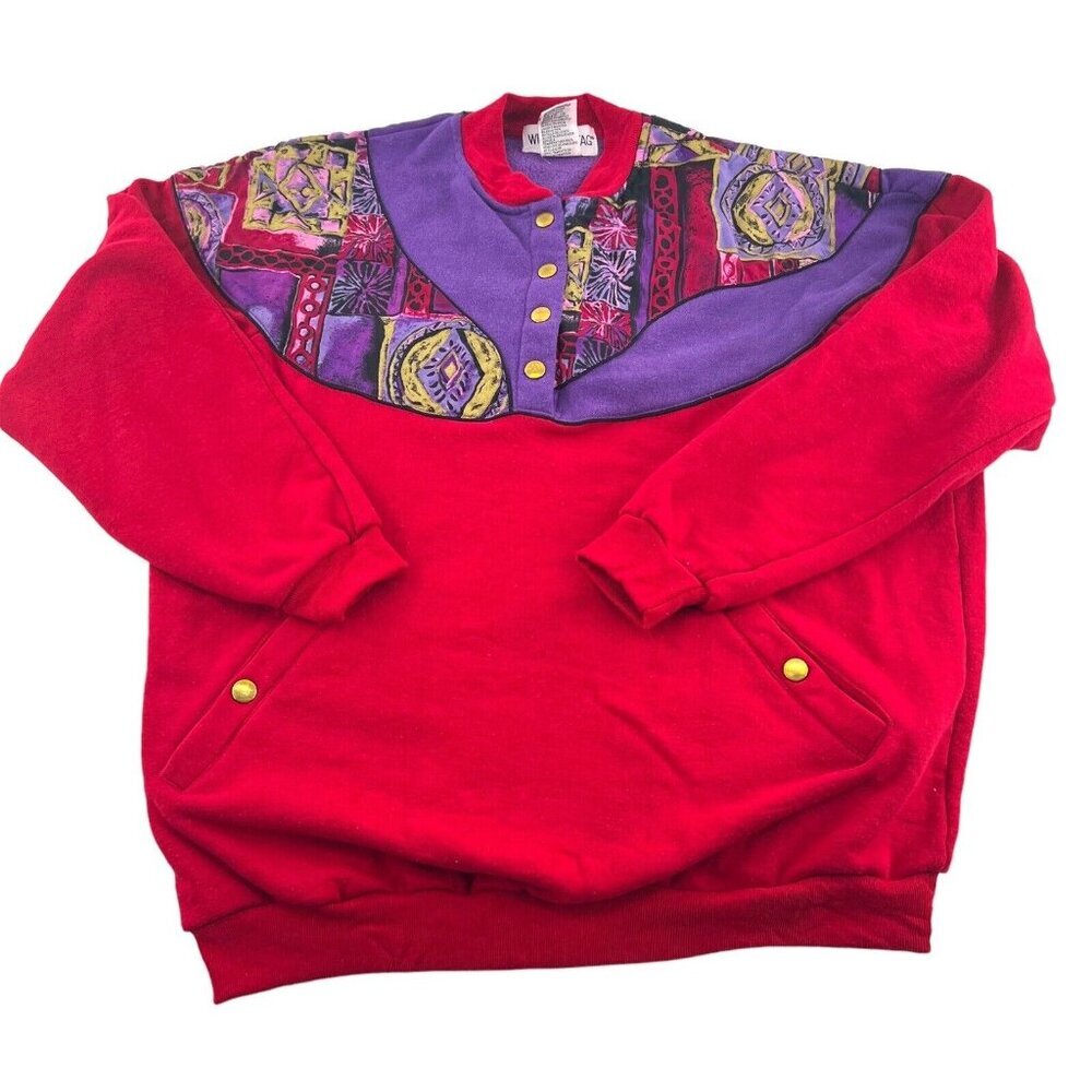 White Stag Sport Women's Sweatshirt 90s Colorful‎  Large Vintage Streetwear